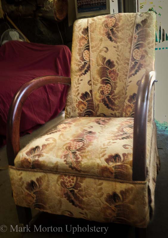 Teal arm chair before upholstery photo