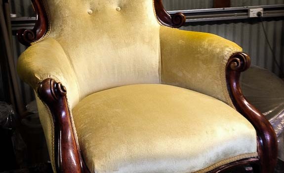 Gold chair upholstery finished