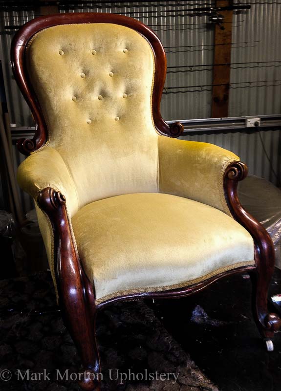 Gold chair upholstery finished