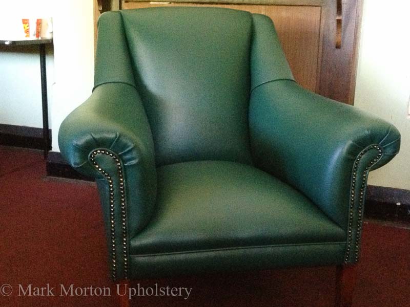 Leather armchair upholstery finished