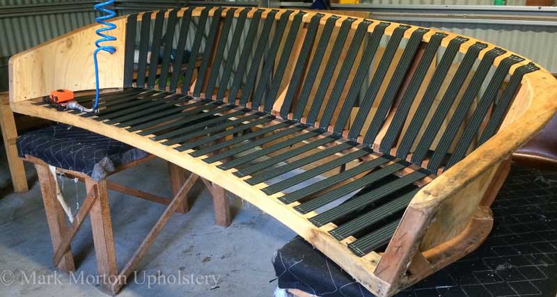 Blue sofa upholstery in progress