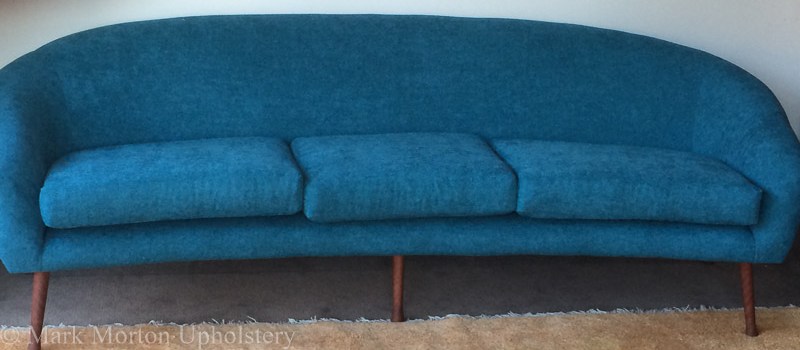 Blue sofa upholstery finished