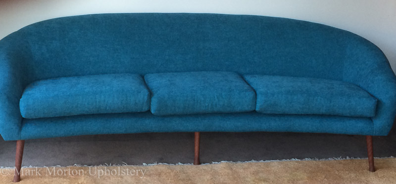 Blue sofa upholstery finished